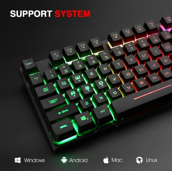 Rii RK100+ Multiple Color Rainbow LED Backlit Large Size USB Wired Mechanical Fe - Picture 6 of 6